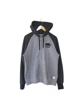 Roots Grey/Black Full Zip Hoodie Sweatshirt Men’s Sz M